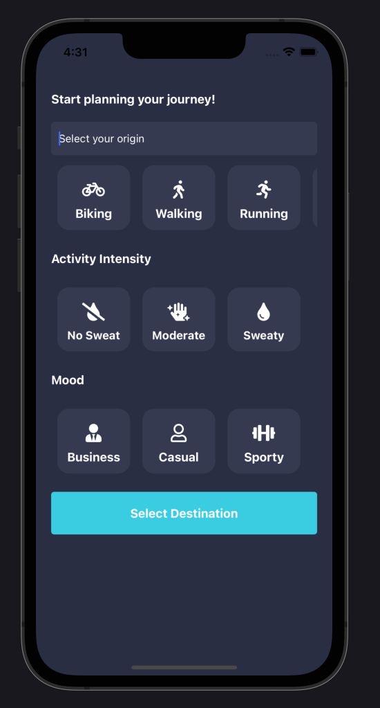 Journey planner navigation menu
